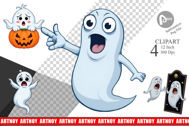 Surprised Ghosts Clipart Sublimation artnoy 