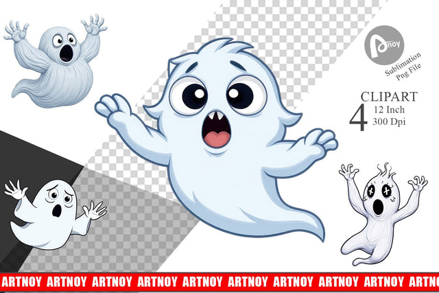 Surprised Ghosts Clipart Sublimation artnoy 