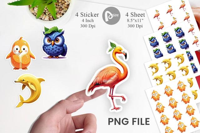 Surreal Fruit Animals Sticker Sublimation artnoy 