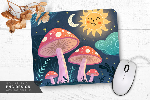 Surreal Mushroom Fantasy Mousepad Sublimation Regulrcrative 