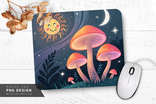 Surreal Mushroom Fantasy Mousepad Sublimation Regulrcrative 