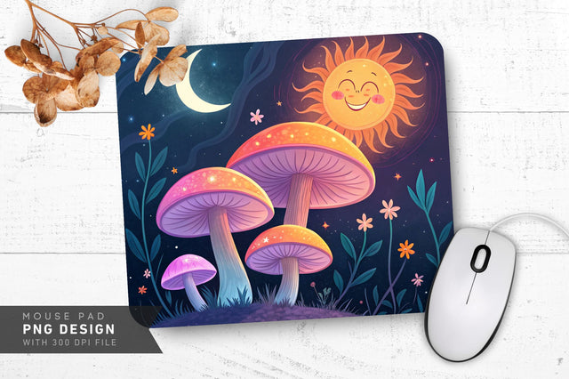 Surreal Mushroom Fantasy Mousepad Sublimation Regulrcrative 