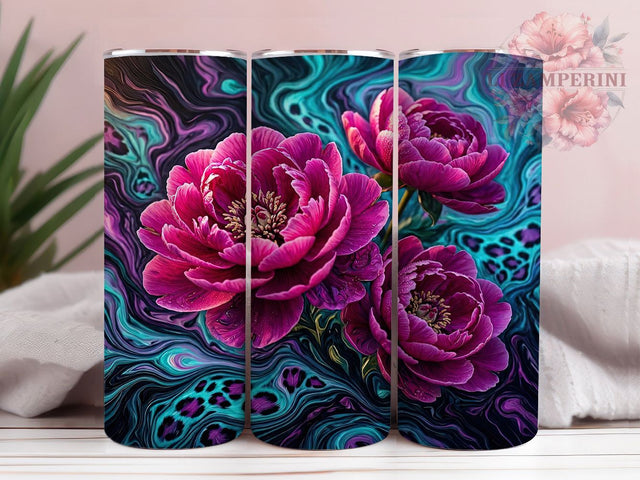 Surreal Peony Marble 20oz Tumbler, Peony Florals, Marble Style, Surreal Theme, Sublimation Wrap, 20oz Tumbler, Artistic Aesthetic, Dream Design Sublimation Li Zamperini 
