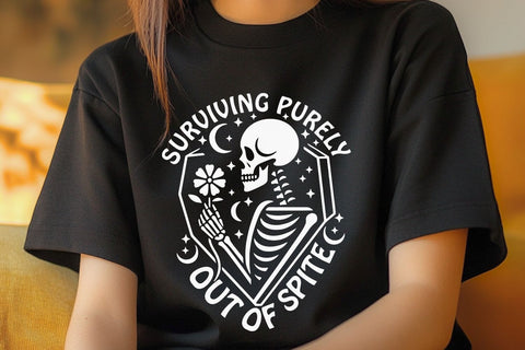 Surviving Purely Out Of Spite| Funny Skeleton SVG Cutting Files. SVG CosmosFineArt 
