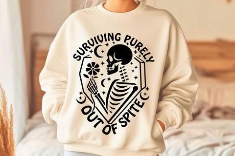 Surviving Purely Out Of Spite| Funny Skeleton SVG Cutting Files. SVG CosmosFineArt 