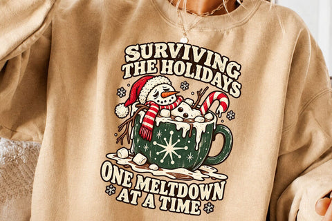 Surviving The Holidays Snowman PNG Design SVG DesignDestine 