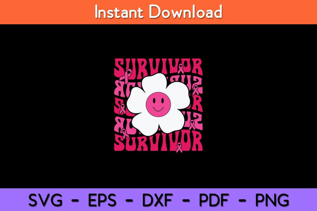 Survivor Breast Cancer Awareness Retro Groovy Breast Cancer Svg Design SVG artprintfile 