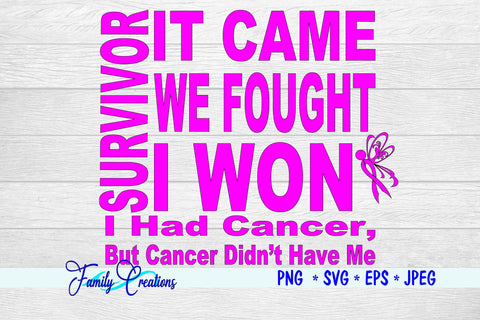Survivor It Came We Fought I Won SVG Family Creations 