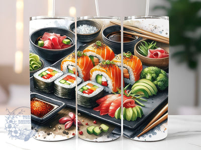 Sushi Plate 20oz Skinny Tumbler Sublimation Design, Sushi Lover Tumbler Png, Straight & Tapered Tumbler Wrap, Instant Digital Download Sublimation ToriDesigns 