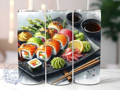 Sushi Plate 20oz Skinny Tumbler Sublimation Design, Sushi Lover Tumbler Png, Straight & Tapered Tumbler Wrap, Instant Digital Download Sublimation ToriDesigns 