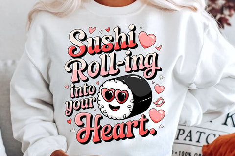 Sushi roll-ing into your heart Sublimation T-Shirt Design Sublimation Regulrcrative 