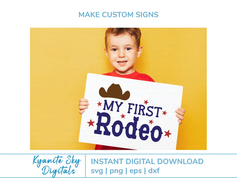 SVG Bundle First and Not My First Rodeo western quotes with stars, hearts, cowboy hat SVG Kyanite Sky Digitals 