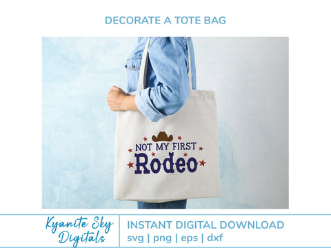 SVG Bundle First and Not My First Rodeo western quotes with stars, hearts, cowboy hat SVG Kyanite Sky Digitals 