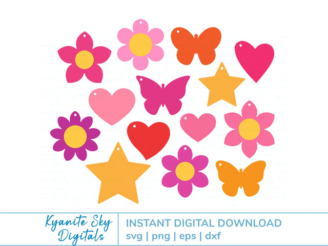 SVG Bundle Tag Shapes vol. 1 flower, heart, butterfly, star SVG Kyanite Sky Digitals 