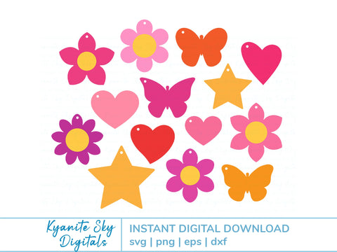 SVG Bundle Tag Shapes vol. 1 flower, heart, butterfly, star SVG Kyanite Sky Digitals 