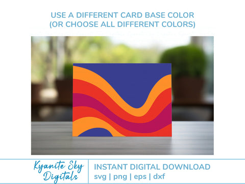 SVG Card groovy retro style curved stripes A2 and A7 versions SVG Kyanite Sky Digitals 