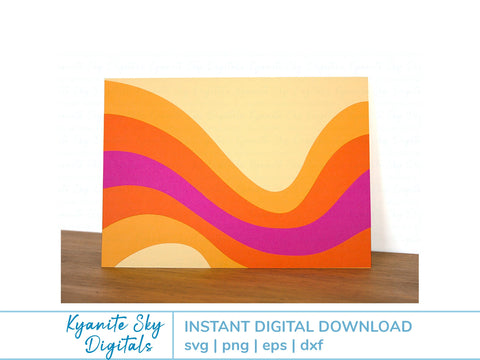SVG Card groovy retro style curved stripes A2 and A7 versions SVG Kyanite Sky Digitals 