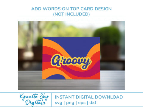 SVG Card groovy retro style curved stripes A2 and A7 versions SVG Kyanite Sky Digitals 