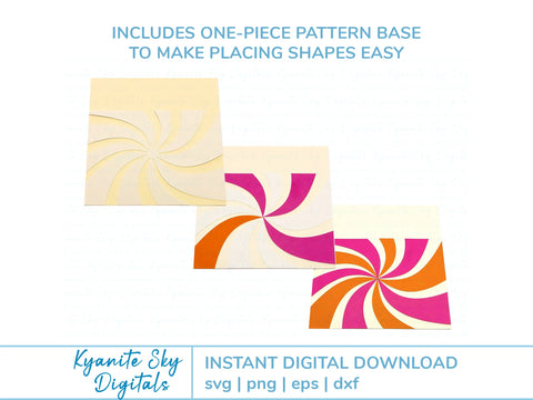 SVG Card multi-color retro style sun rays optical illusion design SVG Kyanite Sky Digitals 