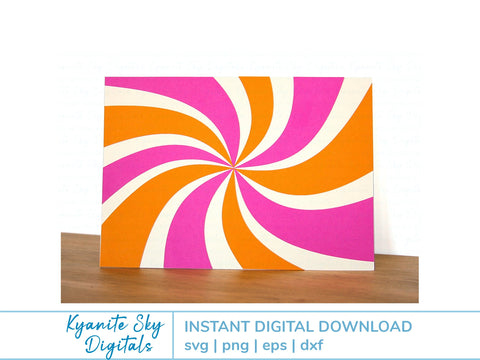 SVG Card multi-color retro style sun rays optical illusion design SVG Kyanite Sky Digitals 