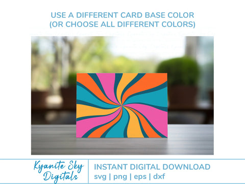 SVG Card multi-color retro style twist sun burst design SVG Kyanite Sky Digitals 