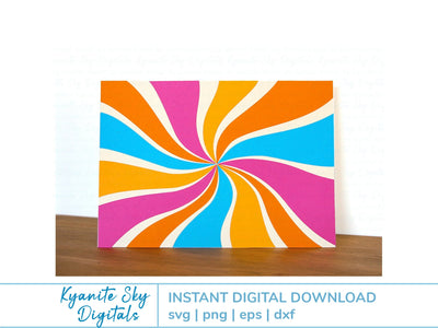 SVG Card multi-color retro style twist sun burst design SVG Kyanite Sky Digitals 