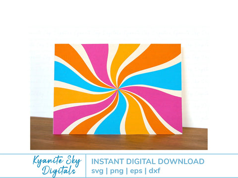 SVG Card multi-color retro style twist sun burst design SVG Kyanite Sky Digitals 