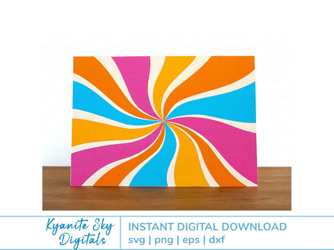 SVG Card multi-color retro style twist sun burst design SVG Kyanite Sky Digitals 