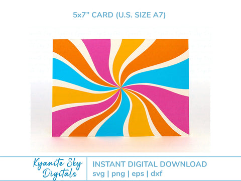 SVG Card multi-color retro style twist sun burst design SVG Kyanite Sky Digitals 