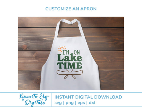 SVG I'm On Lake Time quote with canoe and sun SVG Kyanite Sky Digitals 