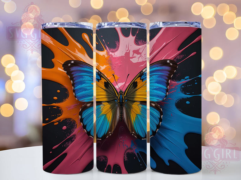 Swallowtail Butterfly Art Tumbler, Butterfly Art, Nature Theme, Elegant Design, Vibrant Pattern, 20Oz Tumbler, Sublimation Wrap Sublimation SvggirlplusArt 