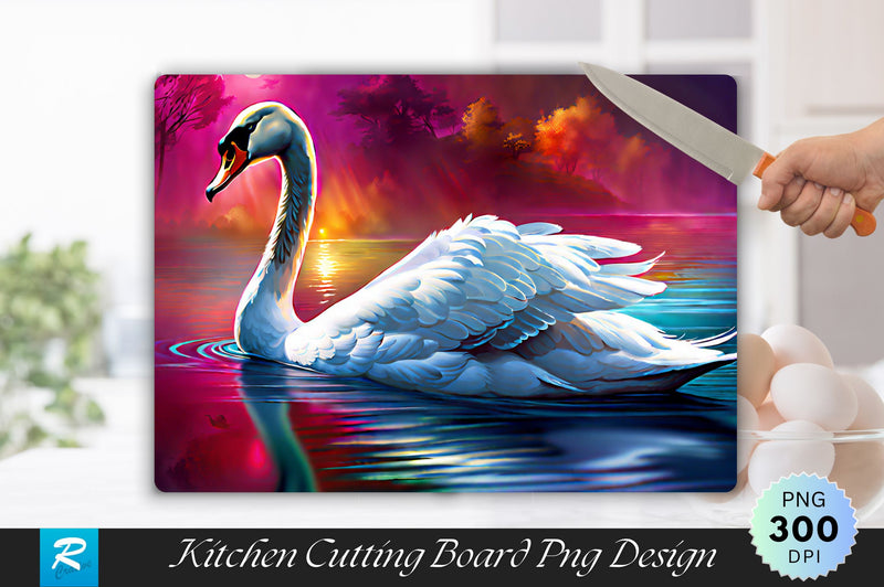 Swan Background Cutting Board Sublimation Regulrcrative 
