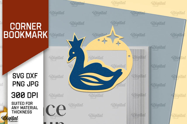 Swan Corner Bookmark Paper Cut. Corner Bookmark SVG SVG Evgenyia Guschina 