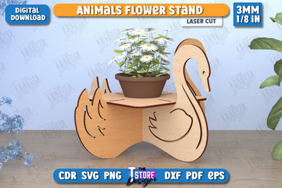 Swan Flower Stand Laser Cut | Garden Design | Home Decor | Flower Holder | CNC File SVG The T Store Design 