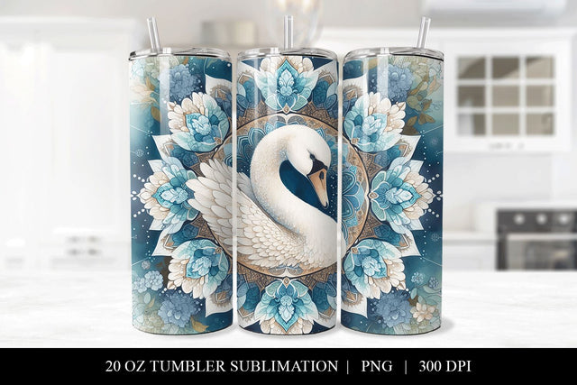 Swan Mandala 20oz Tumbler Sublimation Design Sublimation BijouBay 