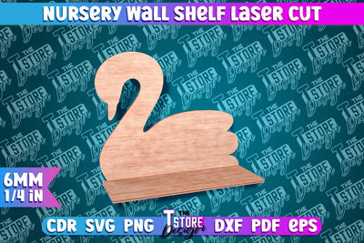 Swan Nursery Wall Shelf Laser Cut | Laser Cut Design SVG The T Store Design 