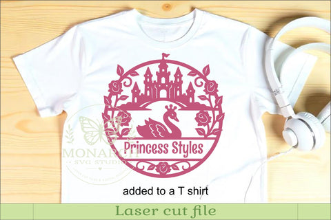 Swan Princess Name Sign SVG, Fairytale Castle Laser Cut File SVG APInspireddesigns 