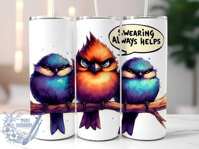 Swearing Always Helps 20oz Skinny Tumbler, Sarcastic Quotes Tumbler Png, Straight & Tapered Tumbler Wrap, Instant Digital Download Sublimation ToriDesigns 
