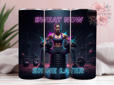 Sweat Now Shine Later Fitness Tumbler, Fitness Girl Neon Wrap, 20Oz Gym Motivation Cup, Workout Quote Drinkware, Neon Fitness Gift Idea, Inspirational Sports Tumbler Sublimation Li Zamperini 