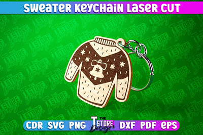 Sweater Keychain Laser Cut | Keychain Laser Cut Design | CNC Files SVG The T Store Design 
