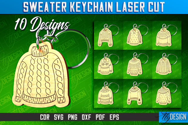 Sweater Keychain Laser Cut | Keychain Laser Cut SVG Design | CNC Files SVG Fly Design 