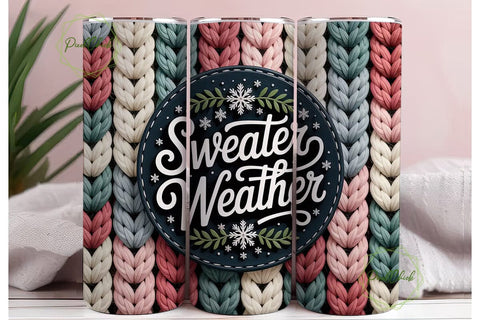 Sweater Weather 20oz Tumbler Wrap Sublimation PixelChick 