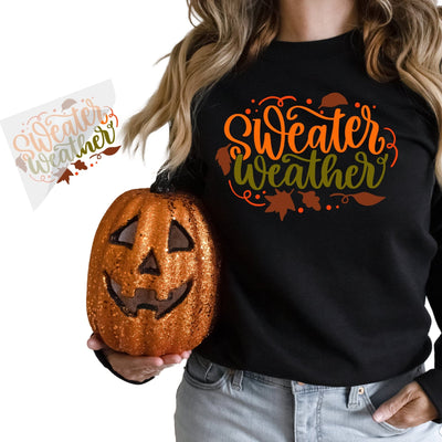 Sweater Weather Fall Iron On T Shirt Transfer Physical So Fontsy T-Shirt Iron-On Transfer Shop 4x4
