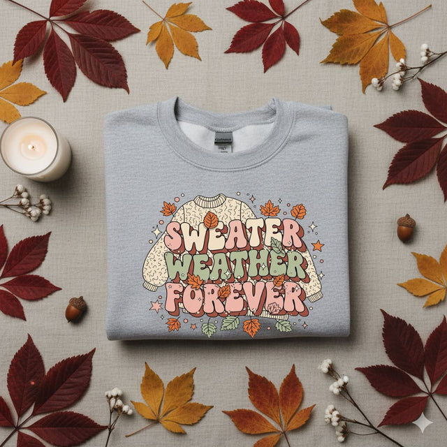 Sweater Weather Forever PNG, Cozy Fall Quote PNG, Autumn Sublimation Design, Pumpkin Spice PNG, Cute Fall Clipart for Shirts, Mugs, Crafts SVG TiffsCraftyCreations 