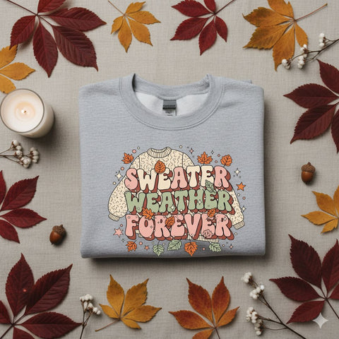 Sweater Weather Forever PNG, Cozy Fall Quote PNG, Autumn Sublimation Design, Pumpkin Spice PNG, Cute Fall Clipart for Shirts, Mugs, Crafts SVG TiffsCraftyCreations 