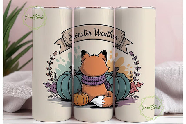 Sweater Weather Fox 20oz Tumbler Wrap Sublimation PixelChick 