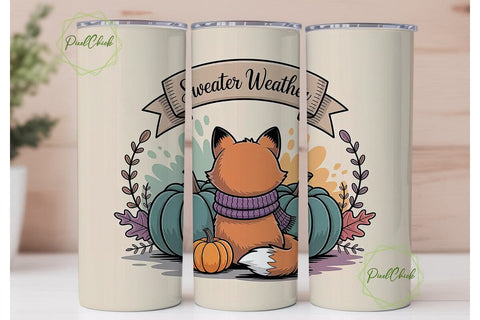 Sweater Weather Fox 20oz Tumbler Wrap Sublimation PixelChick 