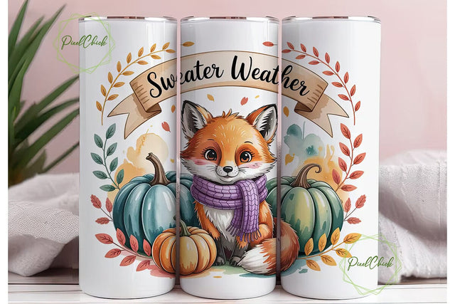 Sweater Weather Fox 20oz Tumbler Wrap Sublimation PixelChick 