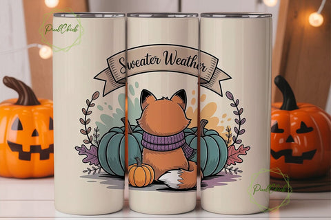 Sweater Weather Fox 20oz Tumbler Wrap Sublimation PixelChick 