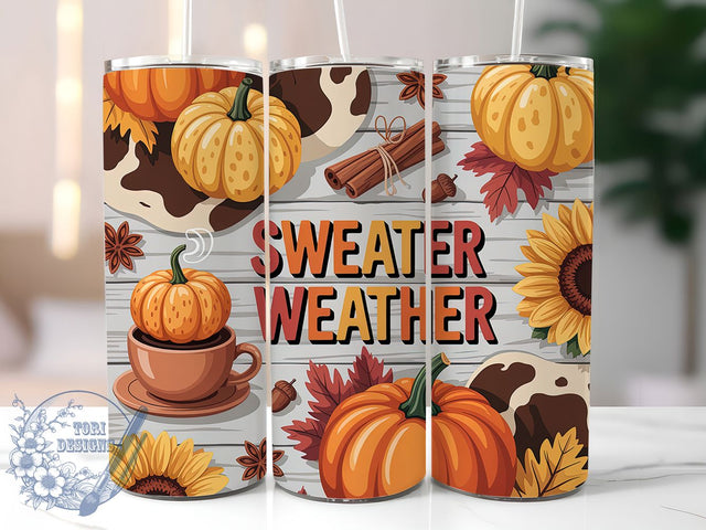 Sweater Weather Pumpkin Spice Tumbler, Fall Pumpkins Wrap, Autumn Tumbler Design, 20oz Sublimation, Cozy Fall Mug, Pumpkin Spice Tumbler, Autumn Sweater Cup Sublimation ToriDesigns 
